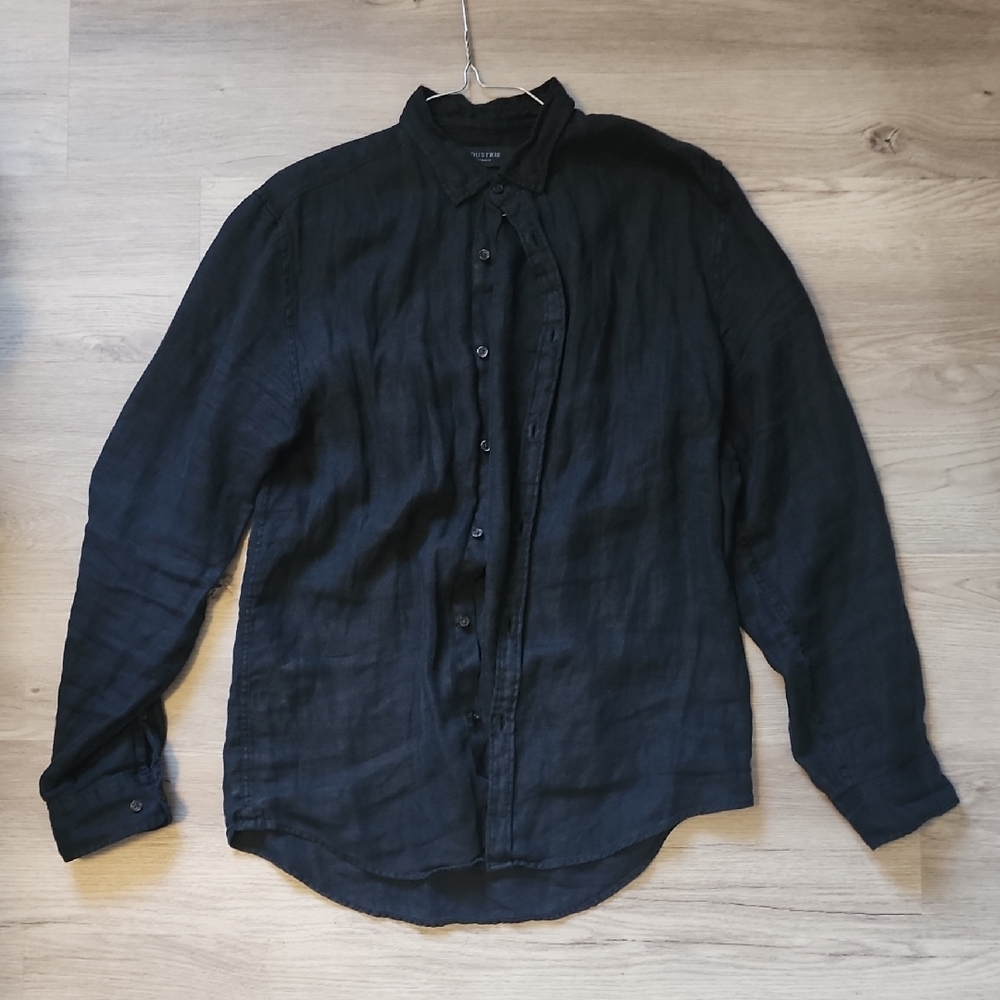 Men's X-small Black 100% LINEN button-up Shirt